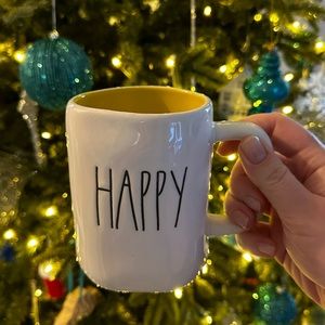 Rae Dunn Yellow Interior Happy Mug